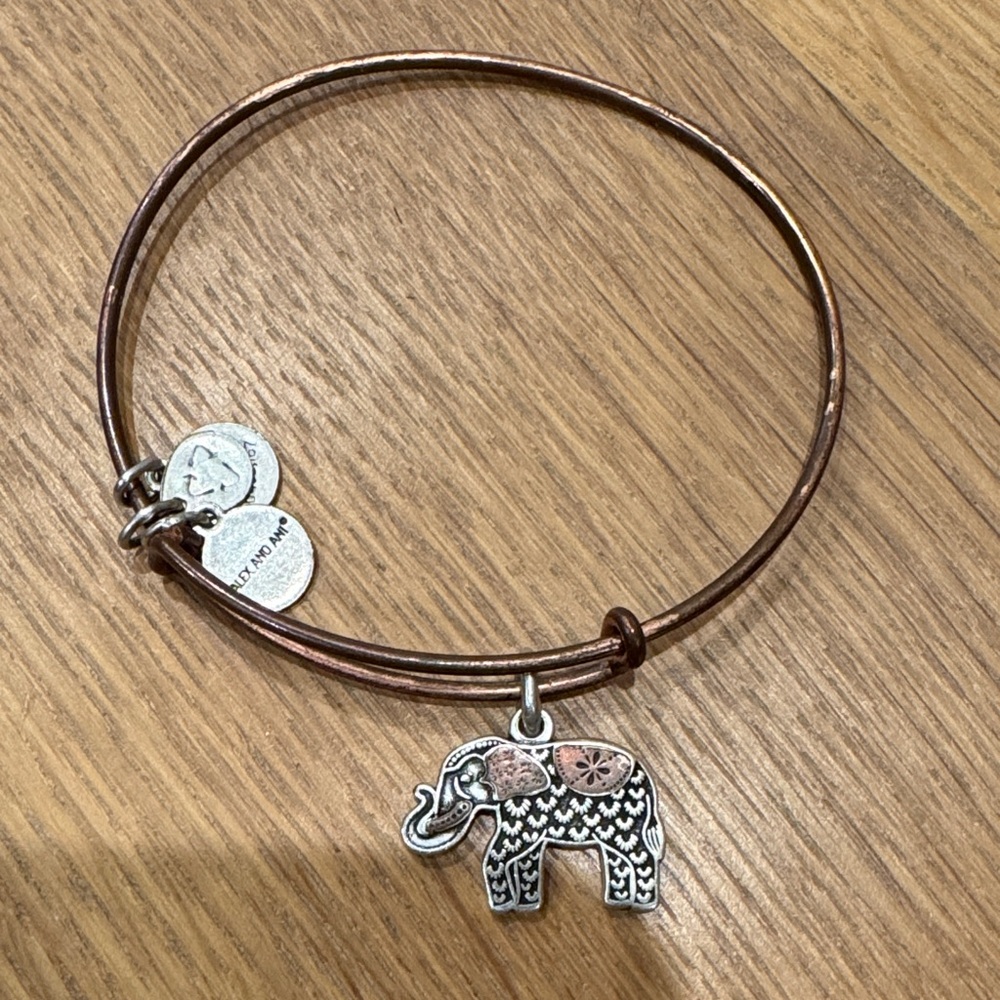 Alex and Ani Copper and Silver and rose gold Elephant Bracelet